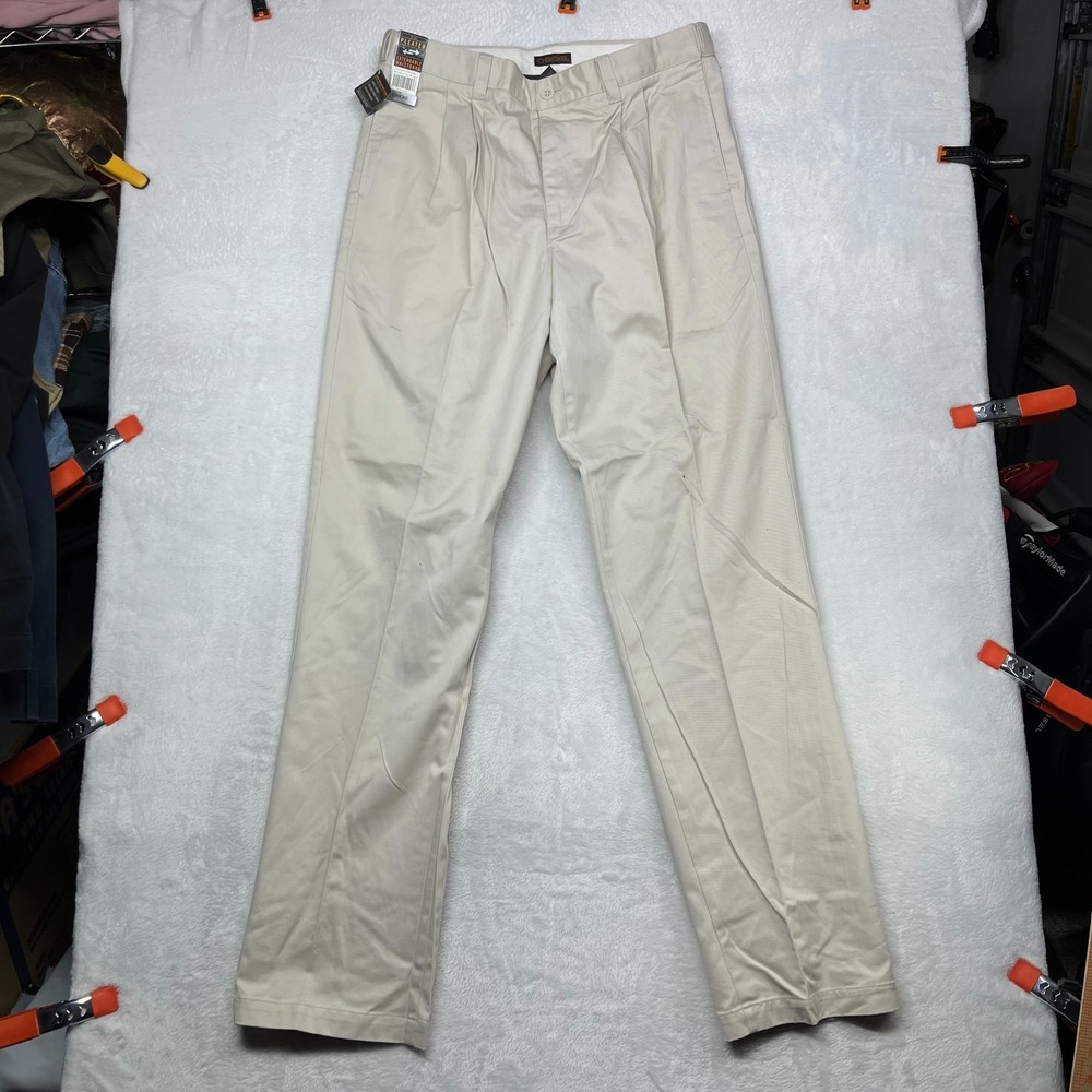 Cherokee Ultimate Dress Pants Men's‎ Khaki Pleated Pockets Classic 34X36 - NWT